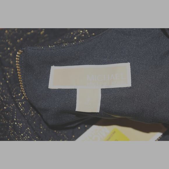 NWT Michael Kors Navy Gold Brocade Sleeveless V-Neck Dress Size Small - Picture 5 of 6